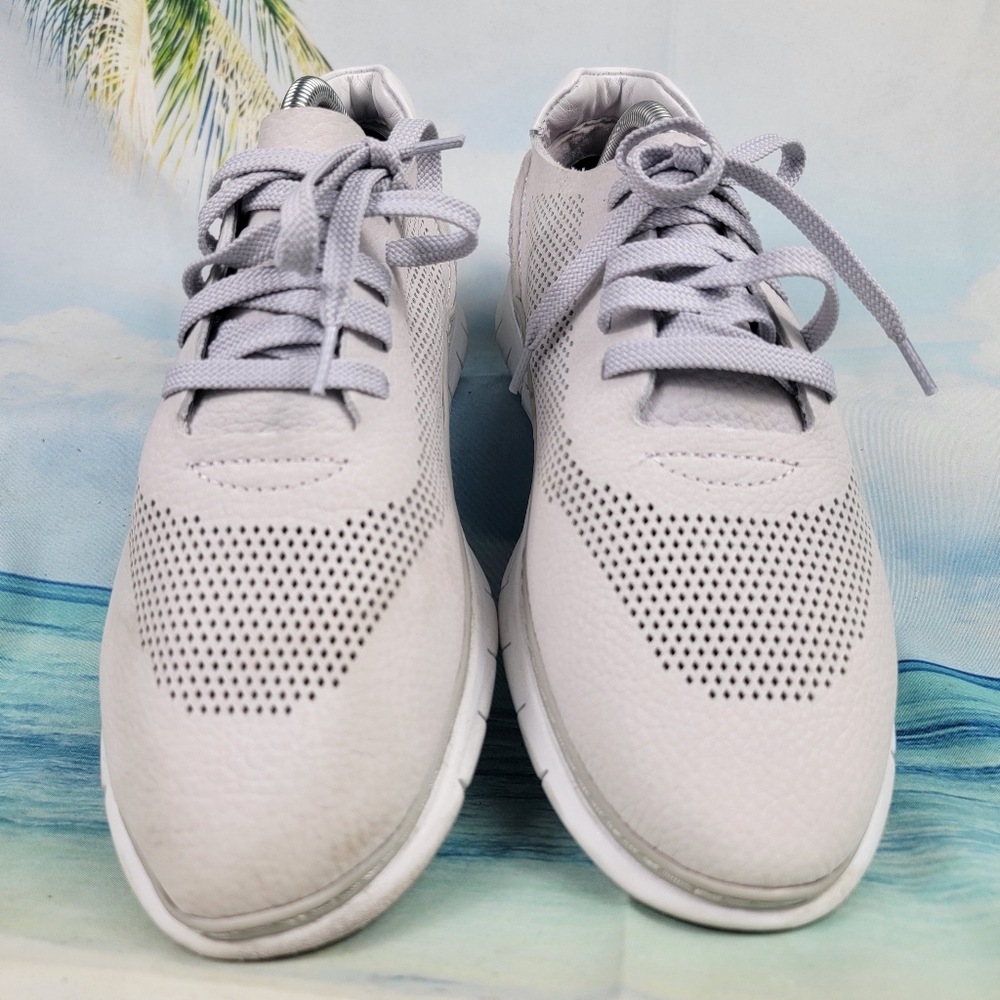 Vionic Joey Gray Leather Perforated Comfort Shoes Sneakers Womens 8.5 Wide - Picture 4 of 10